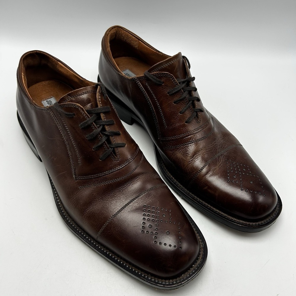 Johnston Murphy Oxford Shoes Mens 11 M Brown Leather Cap Toe Shoe Office Read